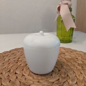 Hazel Atlas Milk Glass Jam Jar Apple